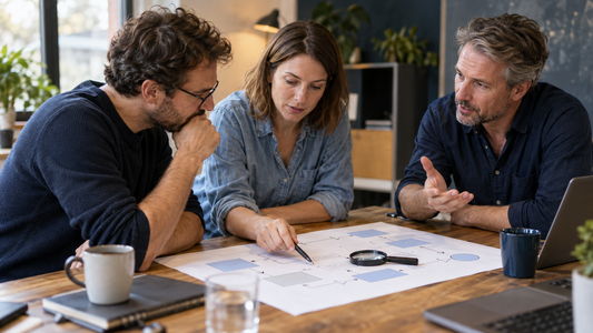 Ein Team klärt offene Fragen zu einem Arbeitsauftrag im Backlog Refinement.